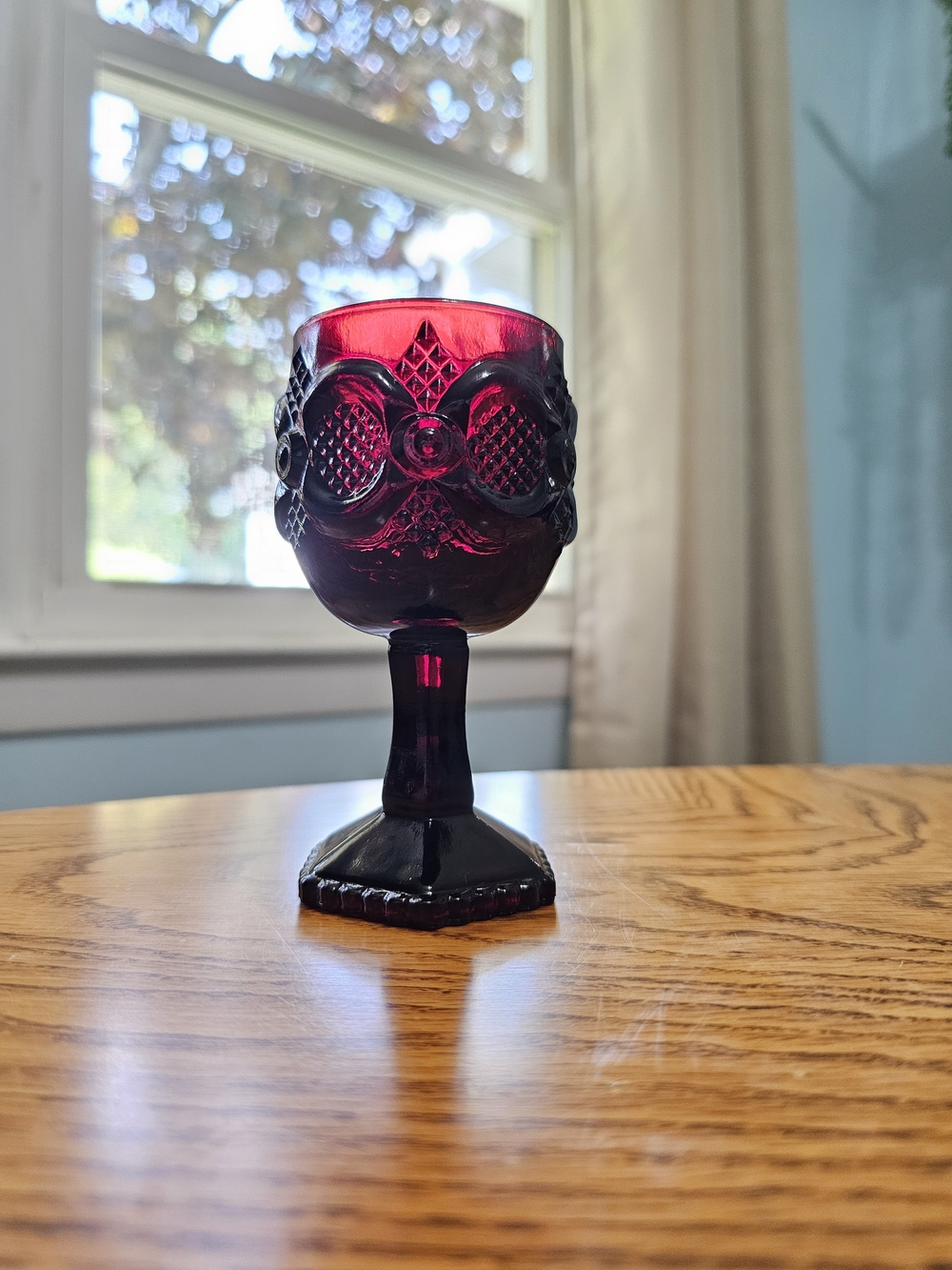 Vintage Avon Cape Cod Ruby Red Goblet Set of 4 Scarlett Glass Cups Whimsigoth - Picture 2 of 3